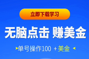 新出无脑不断点击按钮，单号100美金暴利项目（可批量操作+视频教程）